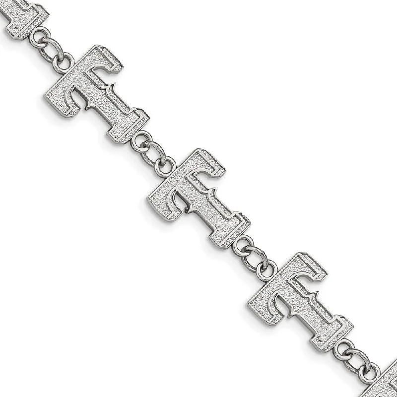 Stainless Steel MLB Texas Rangers Link Bracelet, 7.5 to 9 Inch