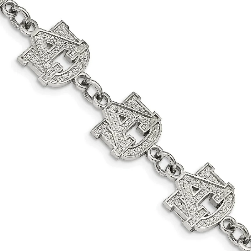 Stainless Steel Auburn University Link Bracelet, 6.5 to 8 Inch