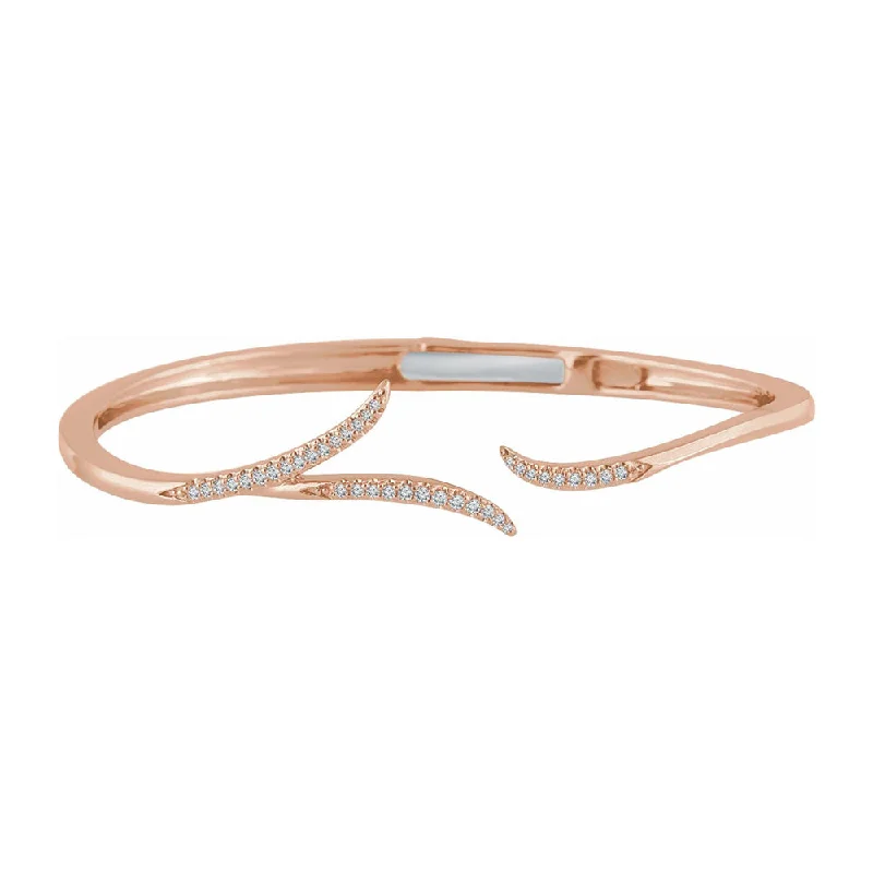 14K Yellow, White or Rose Gold 1/4 CTW Diamond Hinged Cuff Bracelet