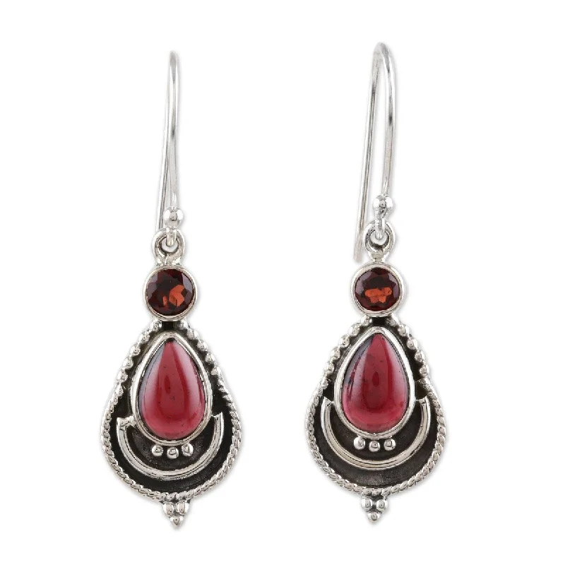 NOVICA Aravalli Allure , Garnet dangle earrings - 1.6*0.4