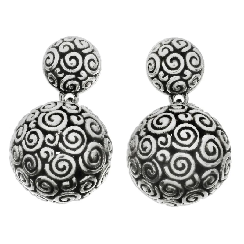 Handmade Sterling Silver 'Silver Twist' Earrings (Indonesia) - 0.9L*0.6W