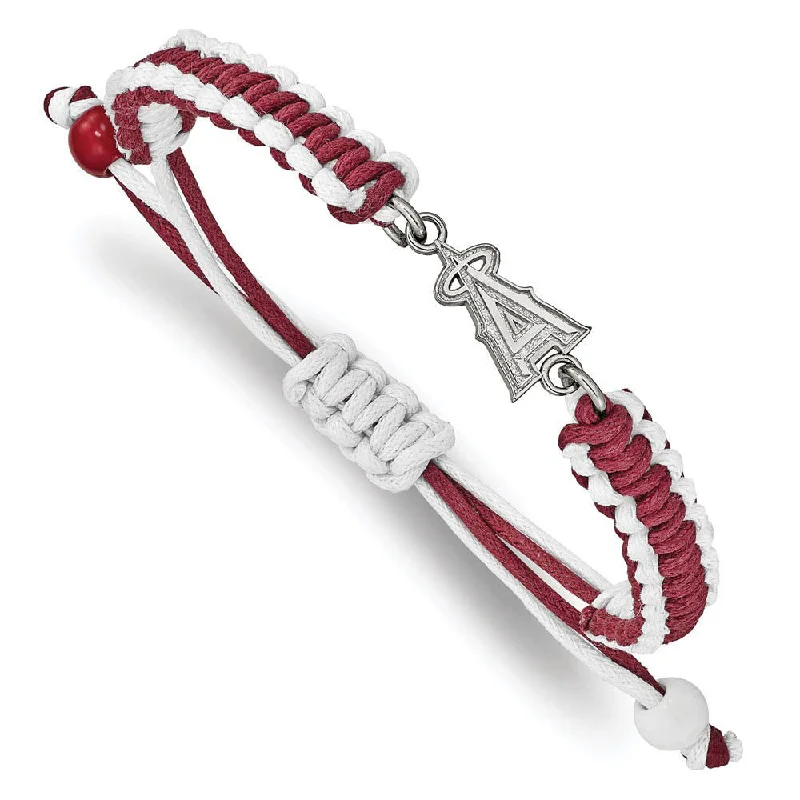 Stainless Steel MLB Los Angeles Angels Adj Nylon Cord Bracelet, 9 Inch