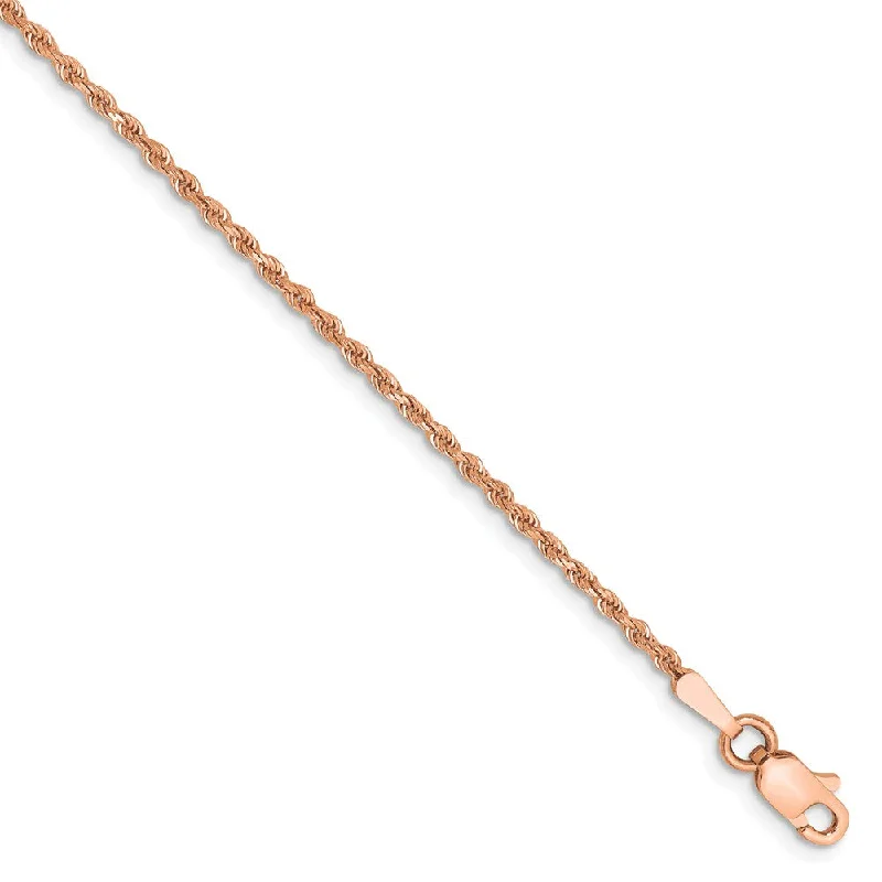 14k Rose Gold 1.5mm Handmade D/C Solid Rope Chain Bracelet