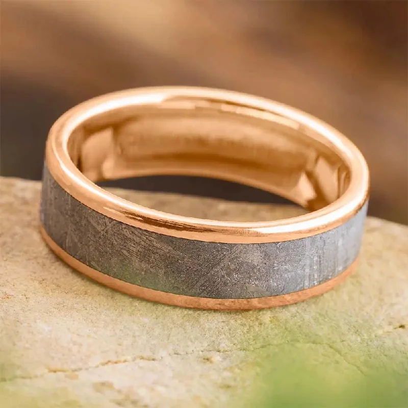 6mm Meteorite Wedding Band in Rose Gold