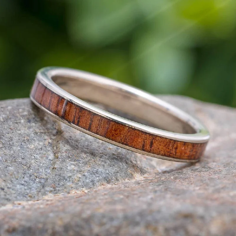 Titanium & Wood Women's Wedding Band, 3mm Ring