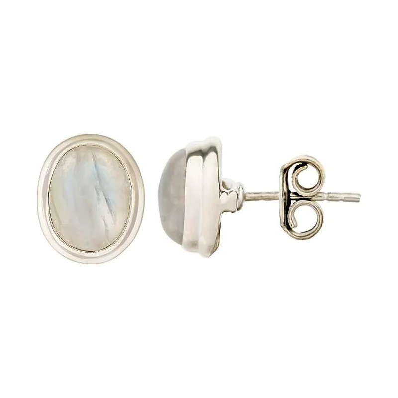 925 Sterling Silver Rainbow Moonstone Studs Earrings