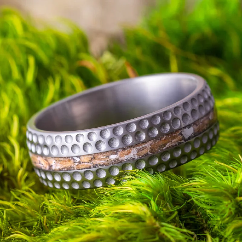 Golf Ring for Men, Titanium Wedding Band Inspired by Golf