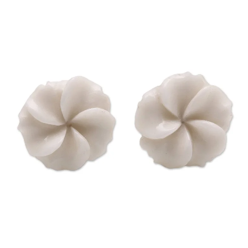 NOVICA Glorious Jepun, Bone stud earrings - 0.4*0.4