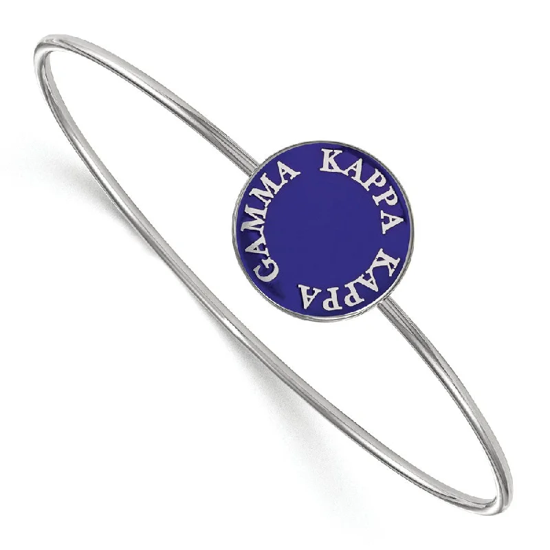 Sterling Silver Kappa Kappa Gamma Blue Enamel Bangle - 6 in.