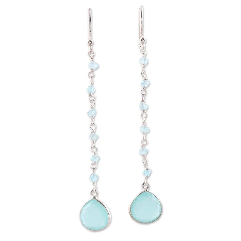 NOVICA Morning Drops, Chalcedony dangle earrings - 2.8L*0.4W