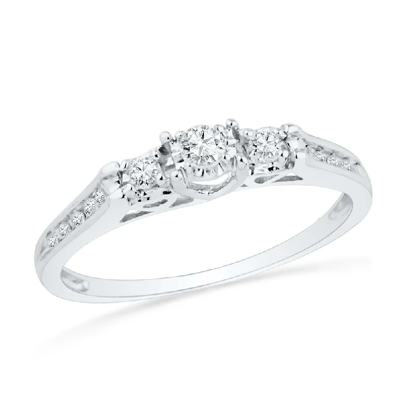 Three Stone Round Cut Diamond Engagement Ring