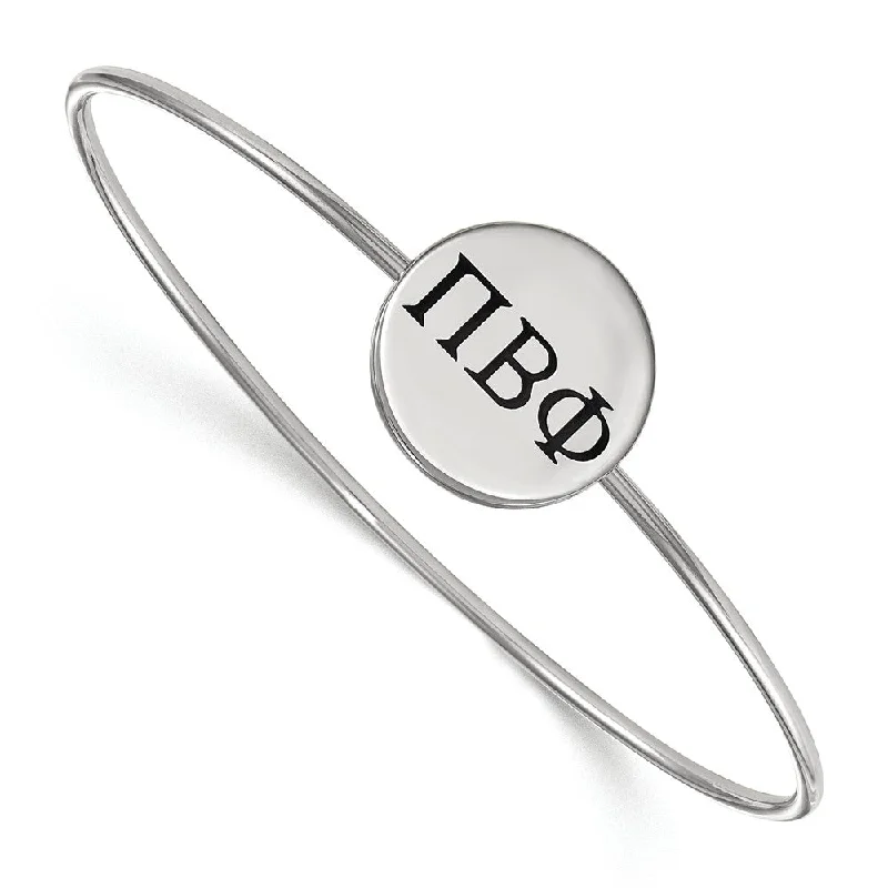 Sterling Silver Pi Beta Phi Enamel Greek Letters Bangle - 6 in.