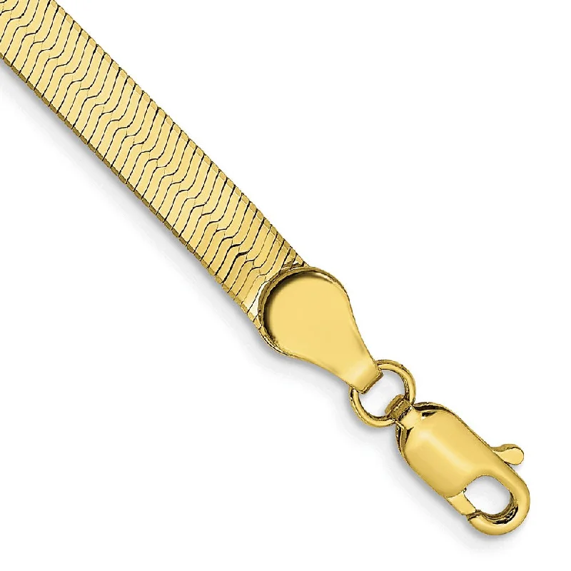 4mm 10k Yellow Gold Solid Herringbone Chain Bracelet