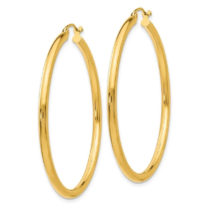 Diamond2Deal 14K Yellow Gold Polished 2.5mm Tube Hoop Earrings (L- 45 mm, W- 2.5 mm)