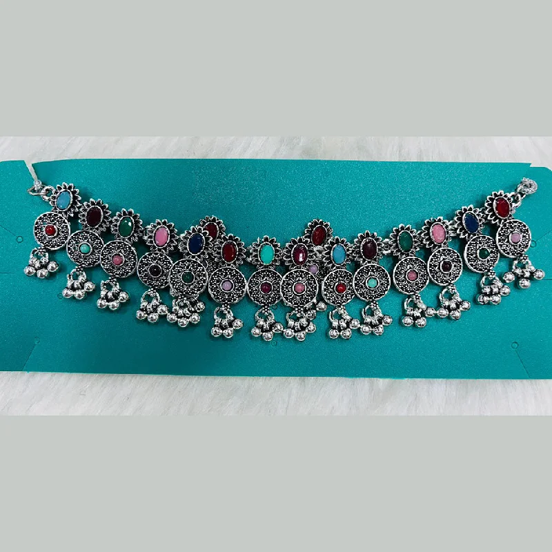 Kavita Art Oxidised Plated Crystal Stone Necklace Set