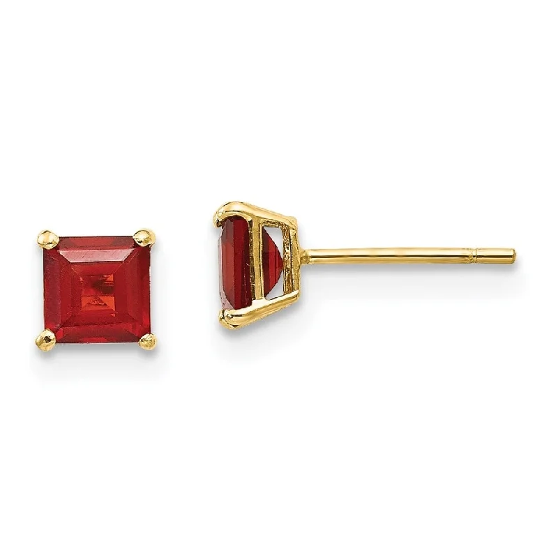 14k Yellow Gold Gemstone Square Stud Earrings (L-4 mm, W-4 mm)