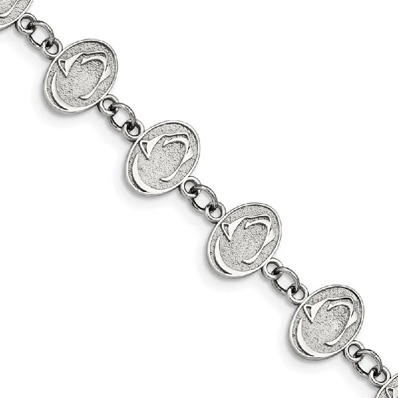 Stainless Steel Penn State U. Link Bracelet, 6.75 to 8.25 Inch