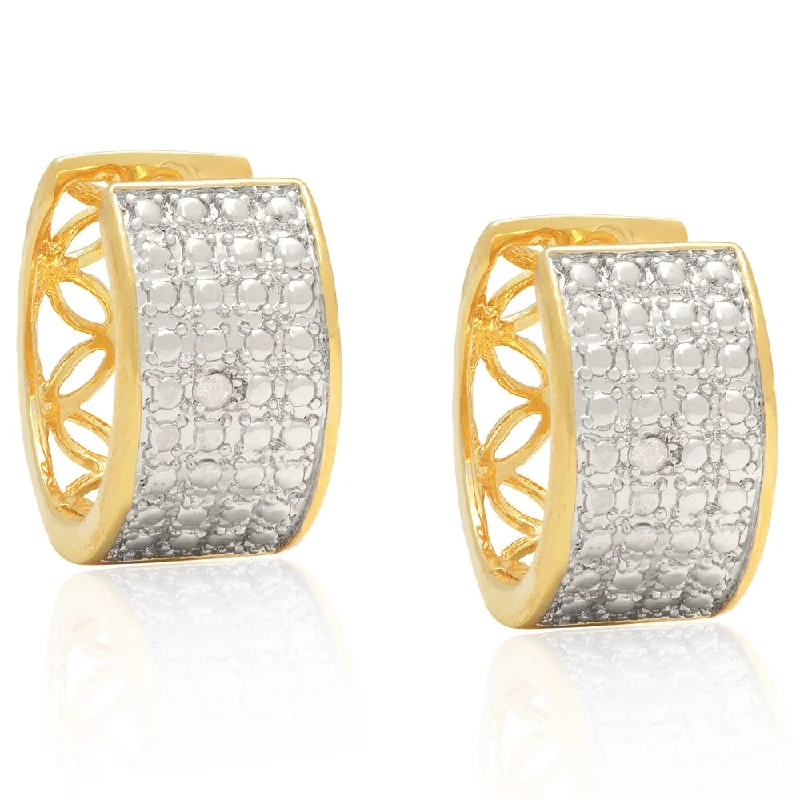 Finesque Yellow 14k Gold Overlay Round-cut Diamond Accent Hoop Earrings