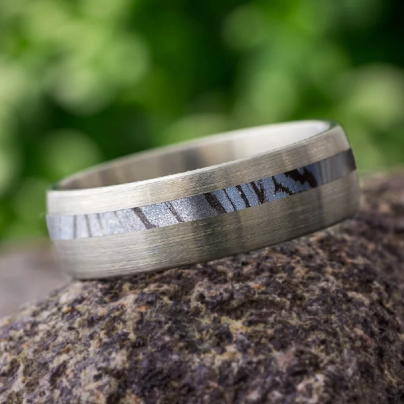 Cobaltium Mokume Gane & Brushed Titanium Wedding Band