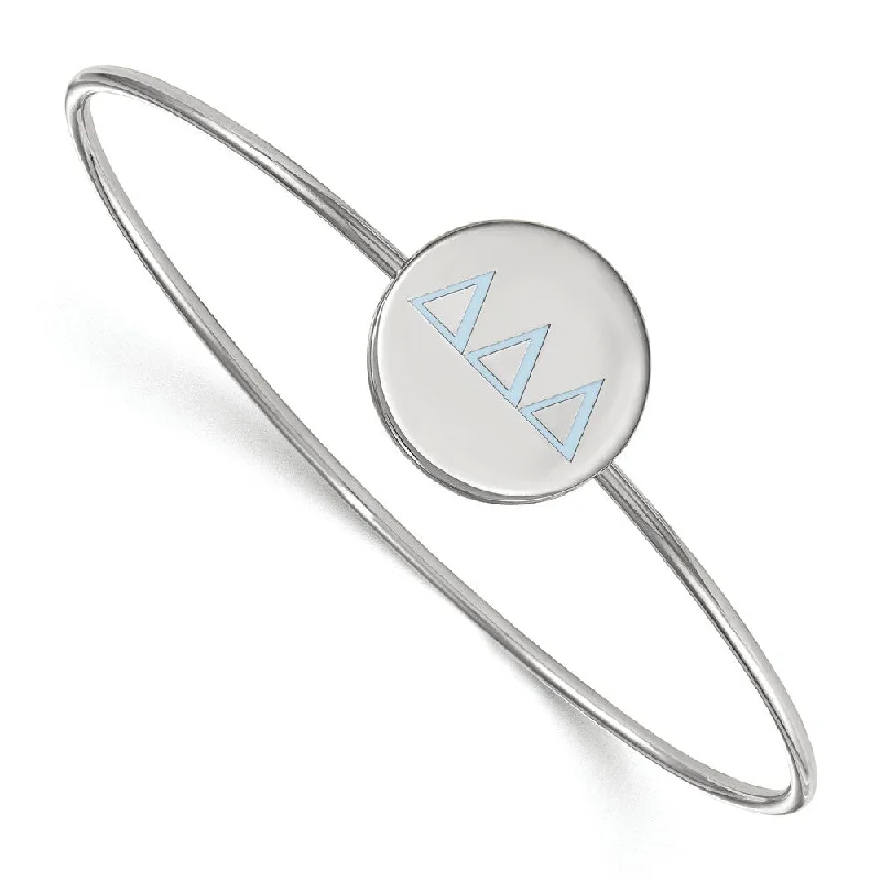 Sterling Silver Delta Delta Delta Blue Enamel Bangle - 8 in.