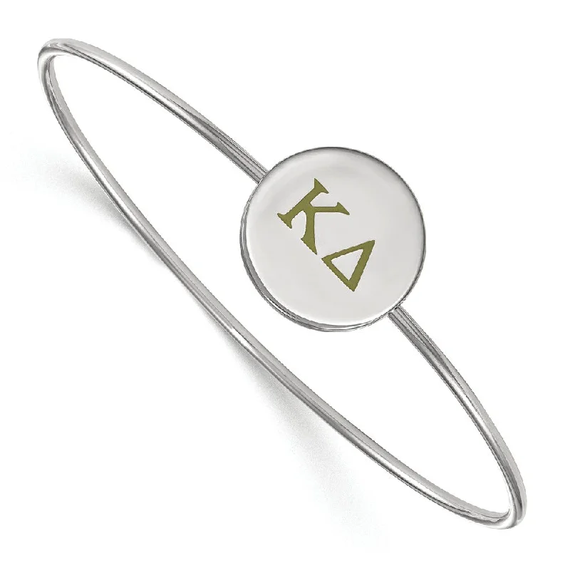 Sterling Silver Kappa Delta Enamel Greek Letters Bangle - 8 in.