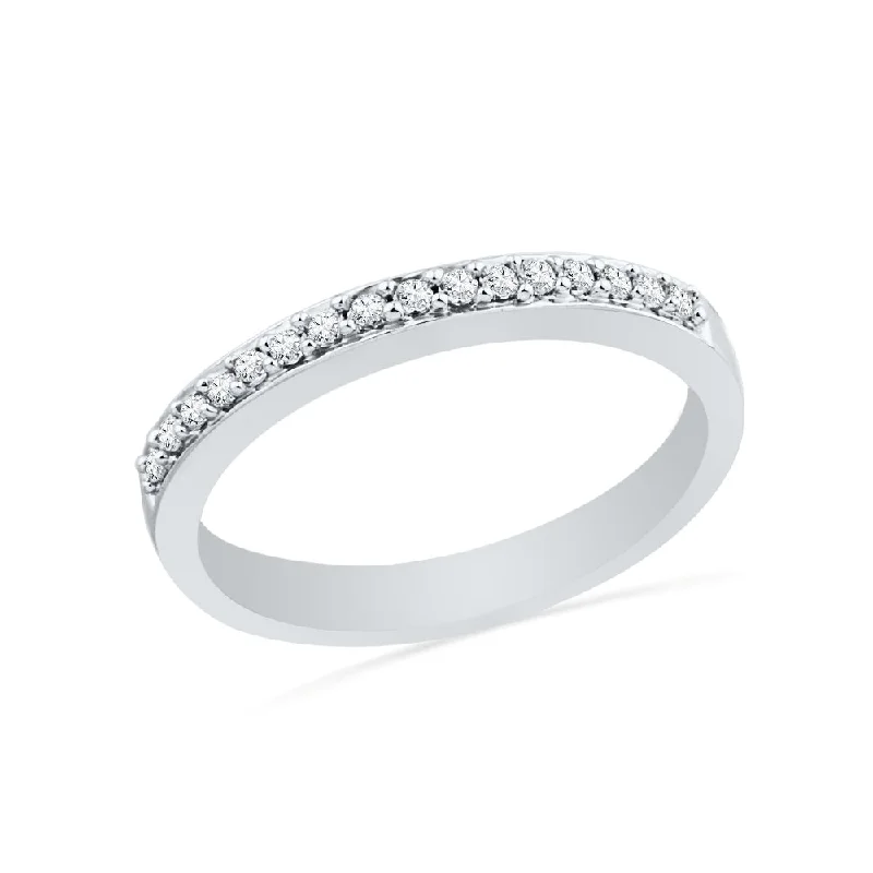 Shared-Prong, Half Eternity Diamond Wedding Band, Silver or Gold