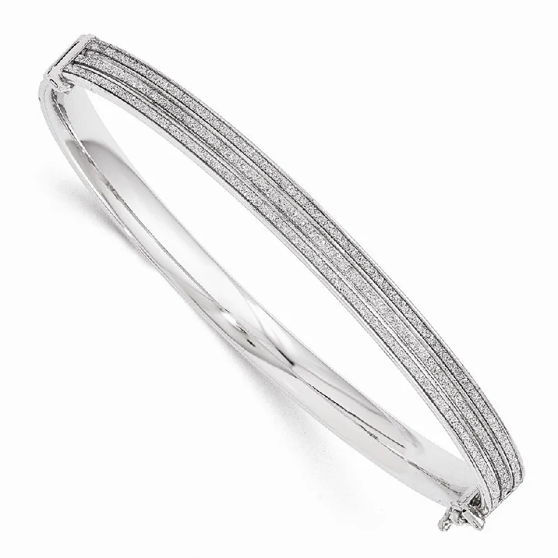 6mm Sterling Silver Glitter Infused Hinged Bangle Bracelet