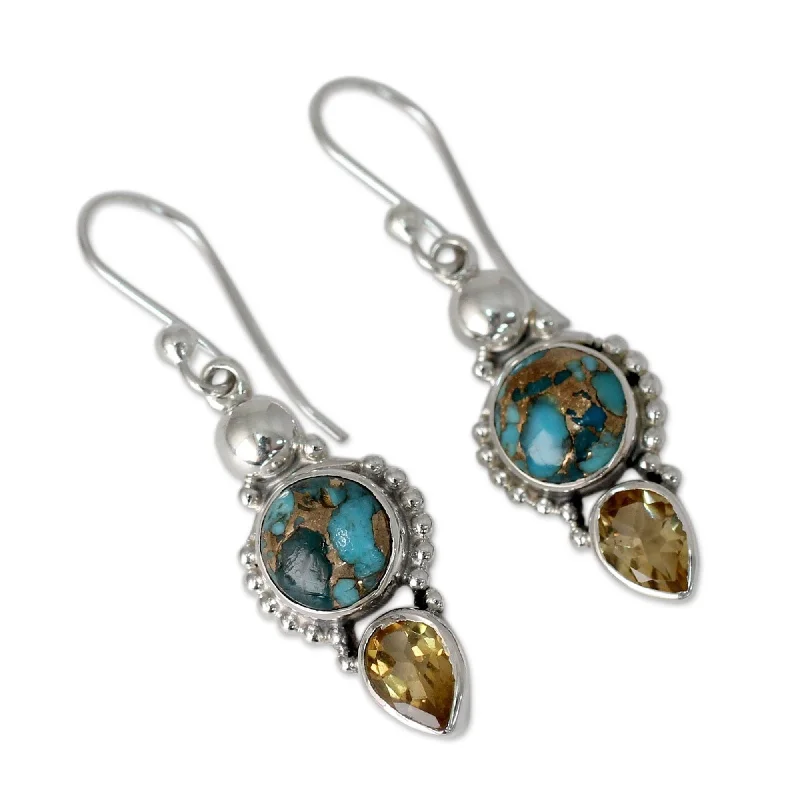 NOVICA Handmade Sterling Silver Summer Sunset Dangle Earrings (India)