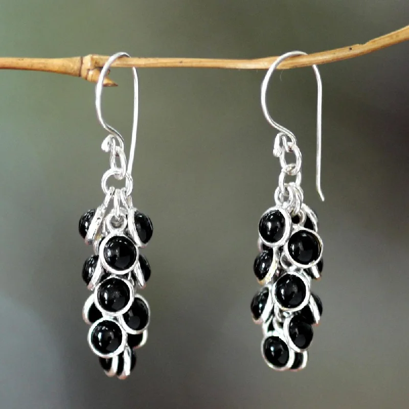 Handmade Sterling Silver 'Madakaripura Delight' Onyx Earrings (Indonesia)