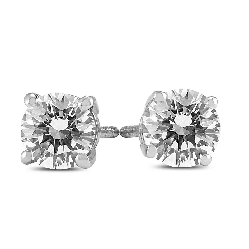 Marquee 3/4 Carat TW Certified Round Diamond Solitaire Stud Earrings in 14K White Gold (I-J Color, SI1-SI2 Clarity)