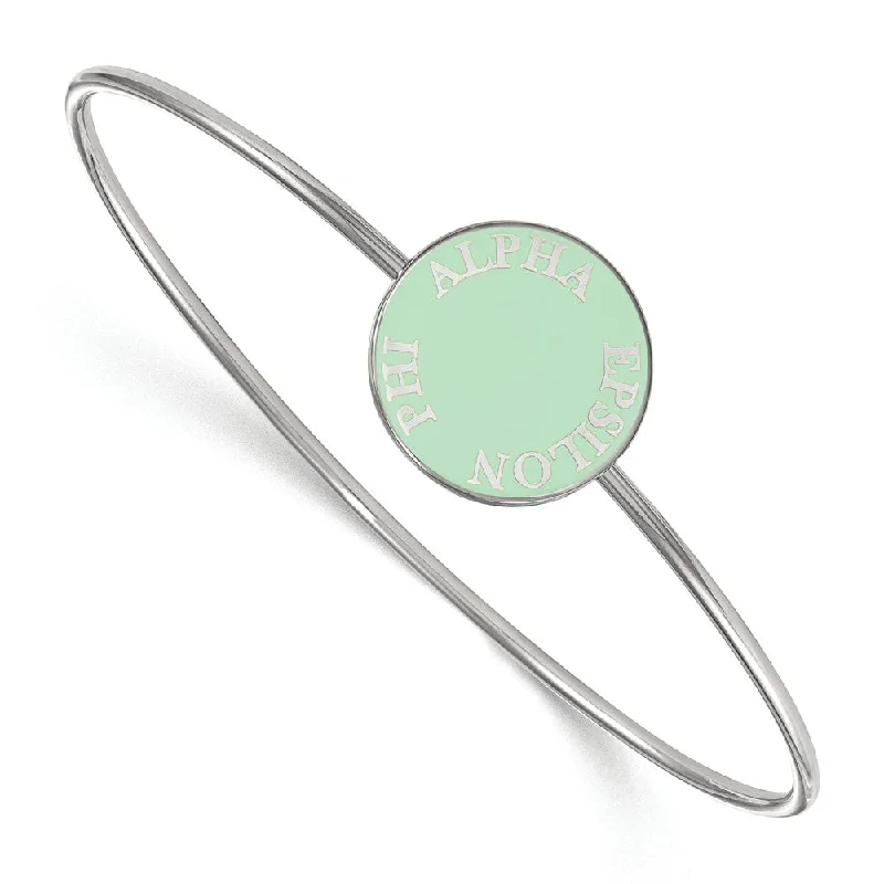 Sterling Silver Alpha Epsilon Phi Enamel Disc Bangle - 6 in.