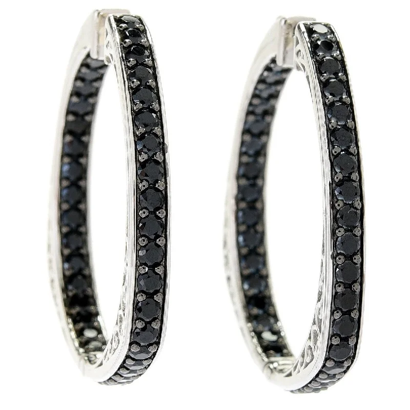 Dallas Prince Designs Sterling Silver 1.5" Choice of Gemstone Inside-out Trillion Hoop Earrings