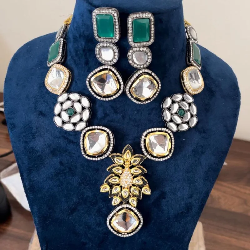 Shringarstreet Oxidised Plated Kundan Necklace Set