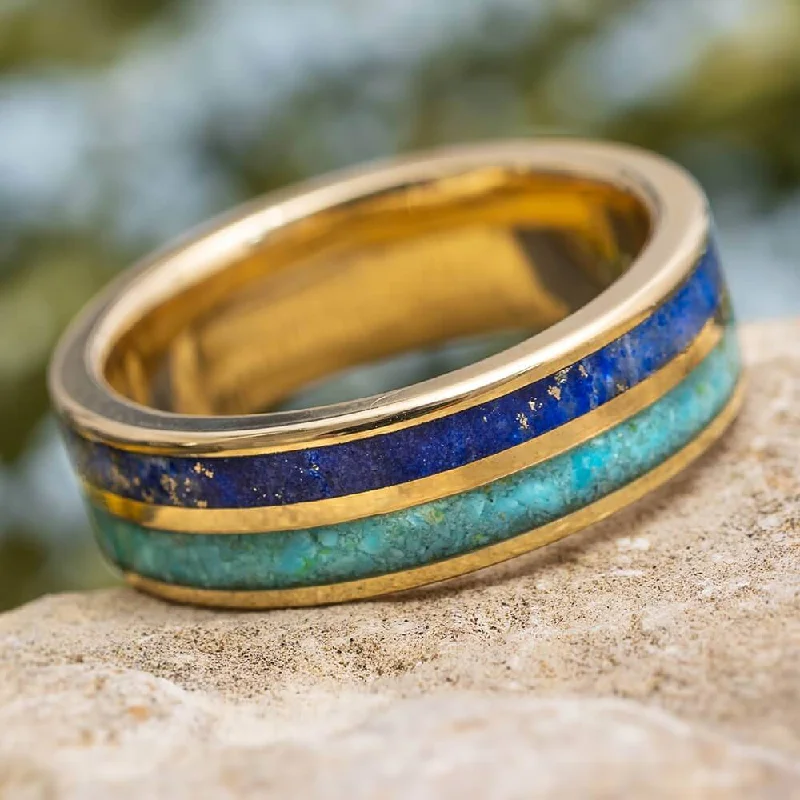 Lapis Lazuli & Turquoise Men's Wedding Band