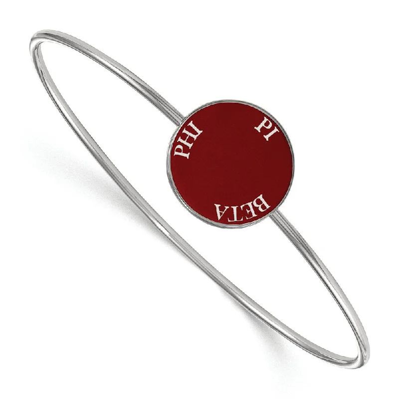 Sterling Silver Pi Beta Phi Red Enamel Bangle - 6 in.