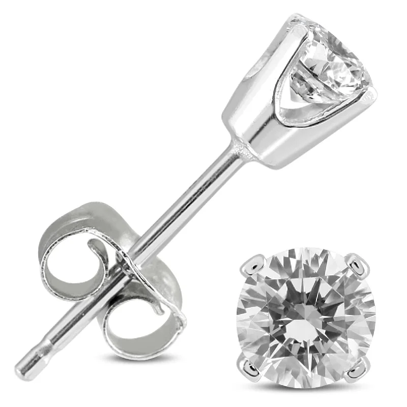 Marquee Certified (J-K Color, SI1-SI2 Clarity) 3/8 Carat TW Round Diamond Solitaire Stud Earrings In 14k White Gold