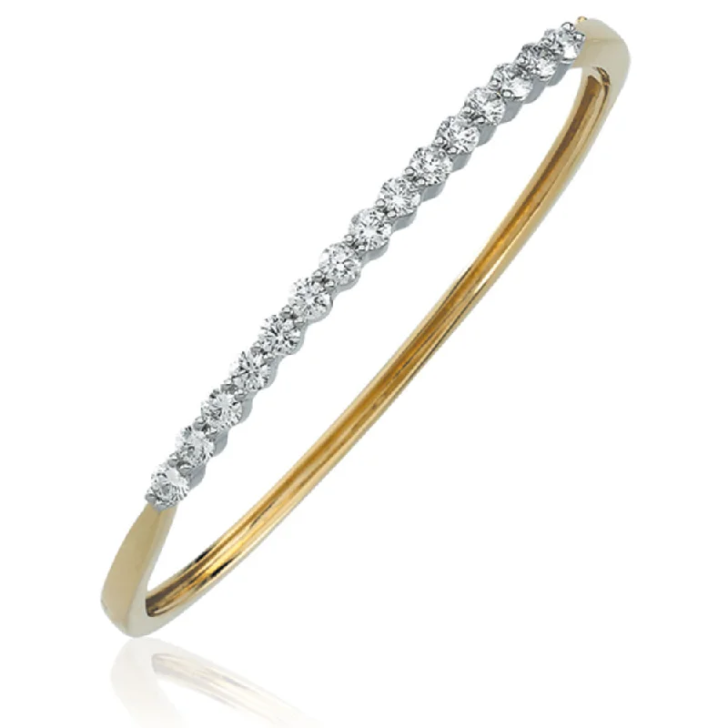 14k White and Yellow Gold & Diamond Two Toned Bangle Bracelet