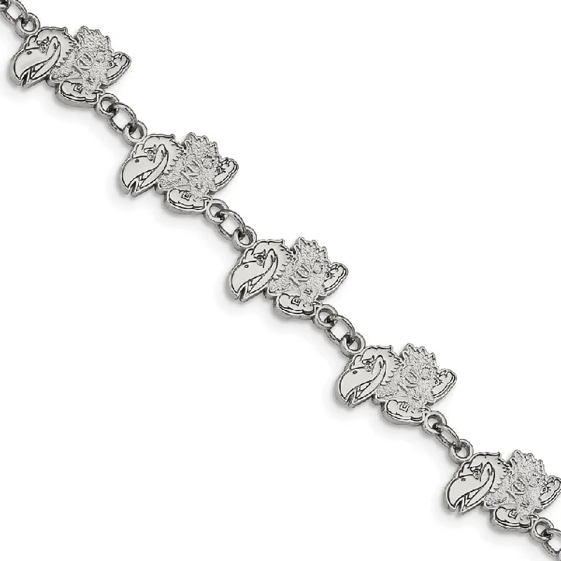 Stainless Steel University of Kansas Link Bracelet, 7 to 8.5 Inch