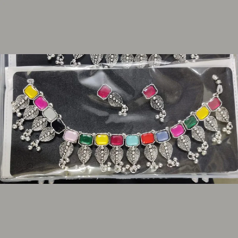 Kavita Art Oxidised Plated Crystal Stone Necklace Set