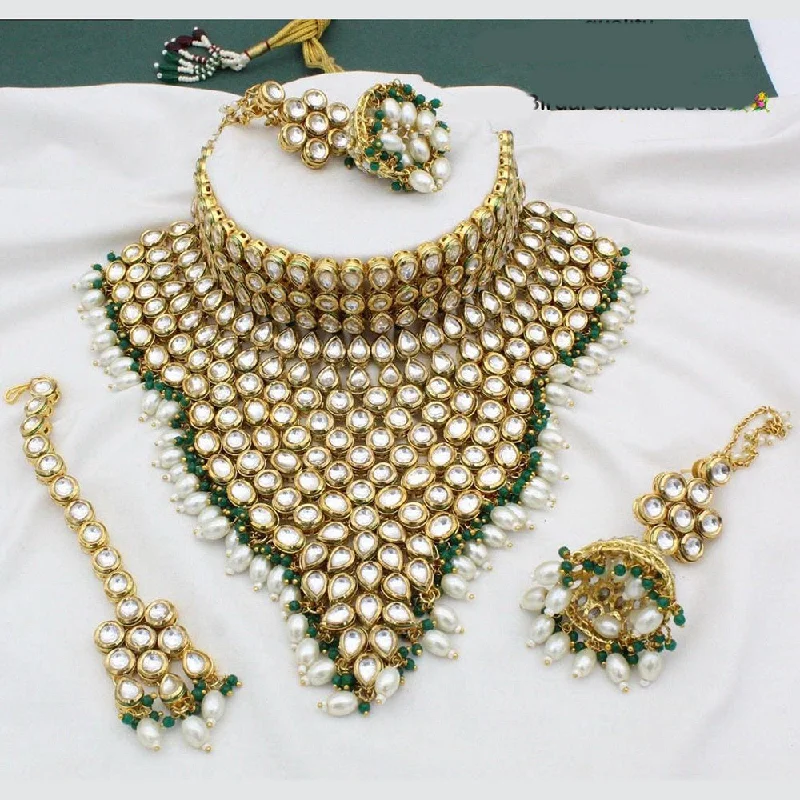 Manisha Jewellery Gold Plated  Kundan Stone And Beads Choker Necklace Set