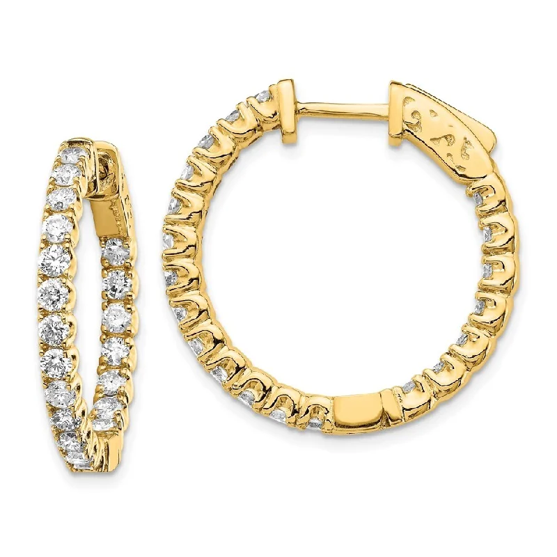 14k Yellow Gold Lab Grown Diamond Hoop Earrings ( Clarity- SI1-SI2, Color- G-H)