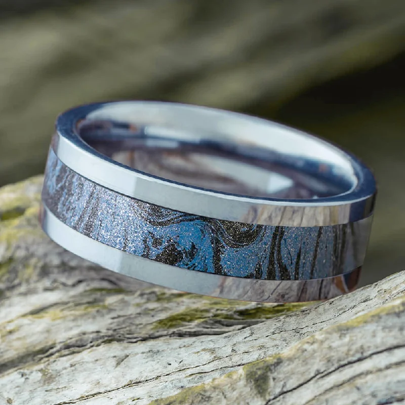 Cobaltium Mokume Gane Men's Wedding Band