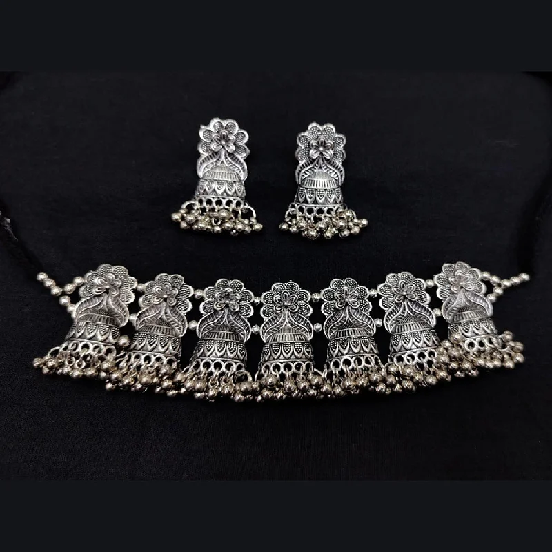 Pooja Bangles Oxidised Plated Choker Necklace Set