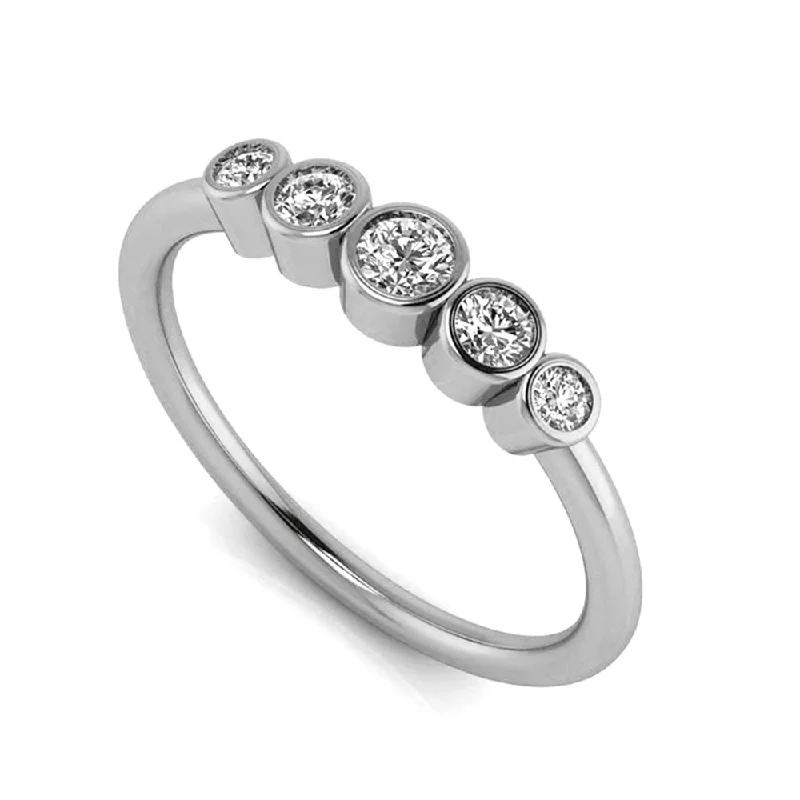 Five Stone Diamond Engagement Ring in White Gold