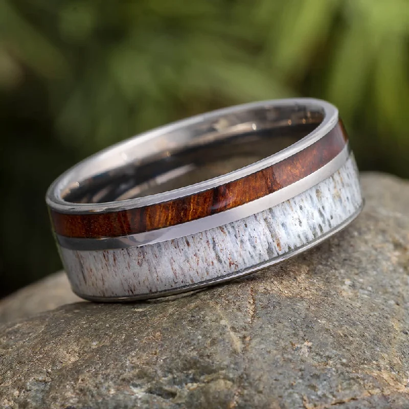 Ironwood & Deer Antler Men's Wedding Band