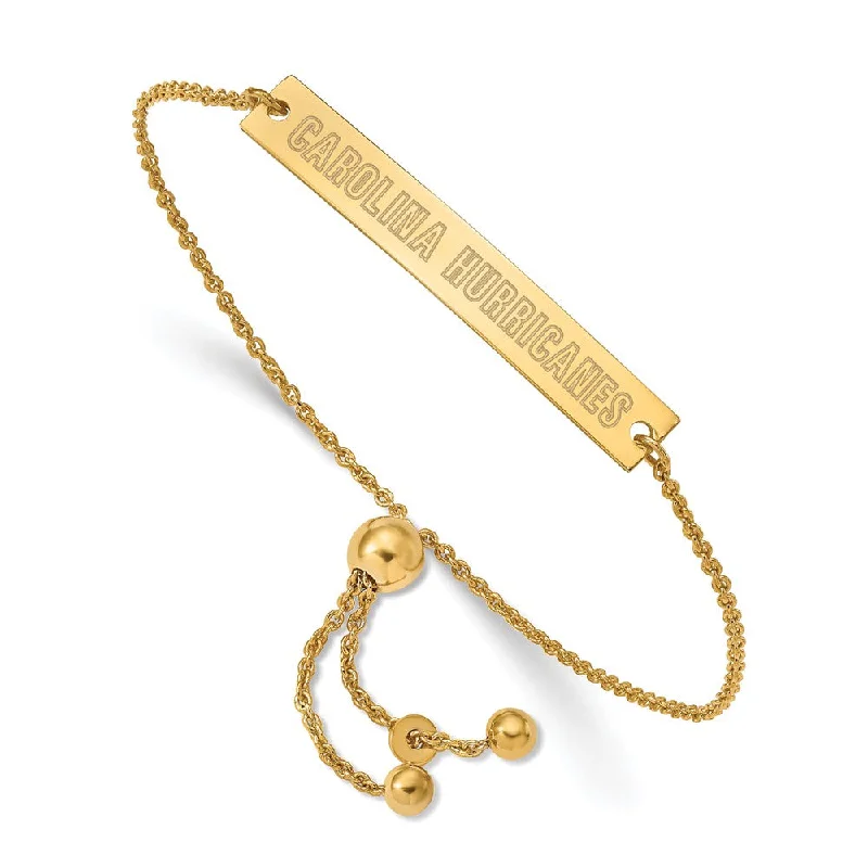 SS 14k Yellow Gold Plated NHL Carolina Hurricanes SM Bar Adj. Bracelet