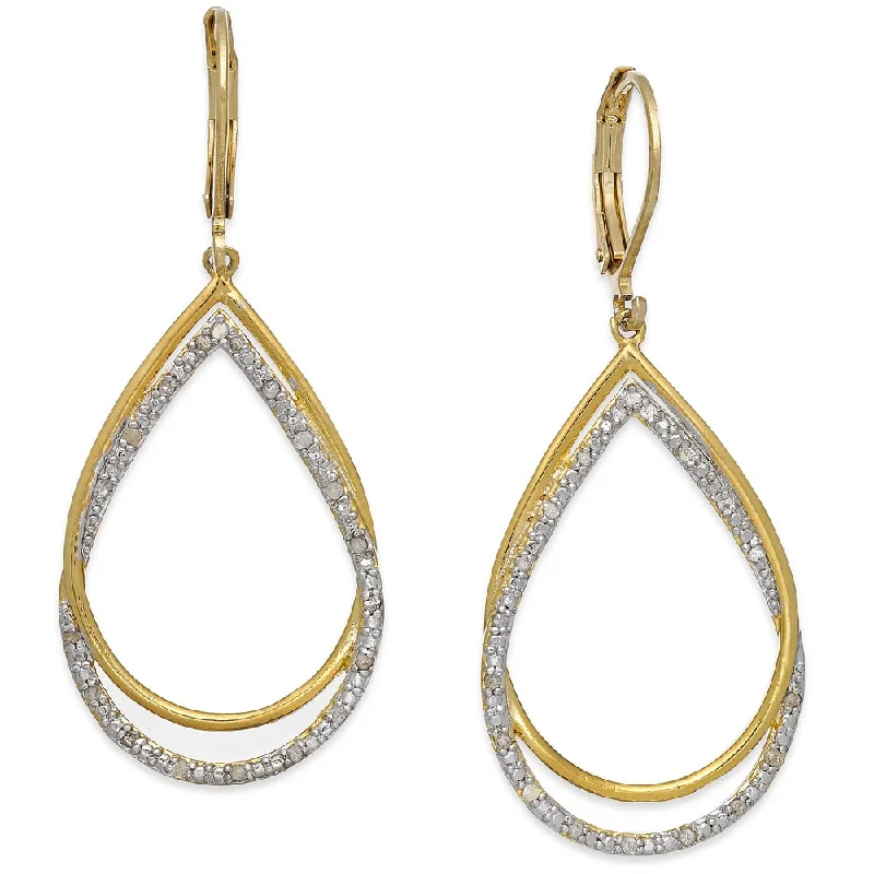 Finesque Gold Over Sterling Silver 1/4 Ct TDW Diamond Dangling Earrings