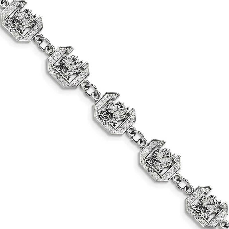 Stainless Steel U. of South Carolina Link Bracelet, 7.5 to 9 Inch