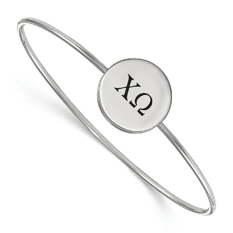 Sterling Silver Chi Omega Enamel Greek Letters Bangle - 6 in.