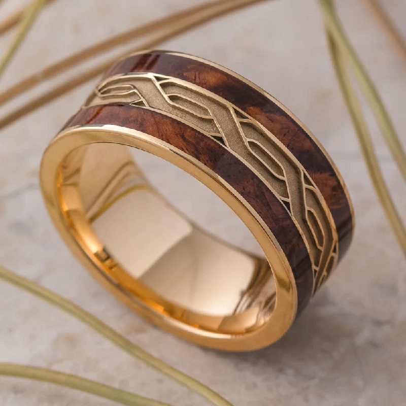 Celtic Wedding Band with Wood